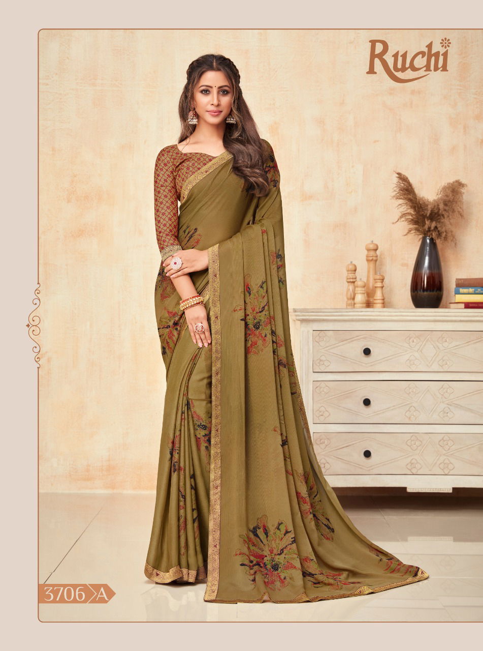 Ruchi Yashika Casual Daily Wear Georgette Printed Fancy Saree Collection
